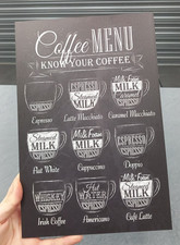 Novelty Sign Coffee Menu Home