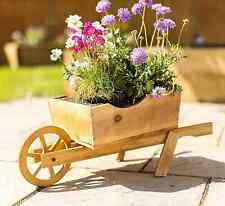 Wooden Wheelbarrow Planter Garden Decor Flower Plants Pot Outdoor Cart Ornament