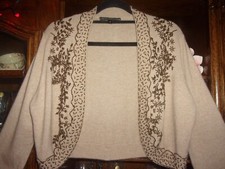 Marks &Spencer. NEW. Gorgeous Embroidered Beige Cardigan with Wool &Angora UK 12