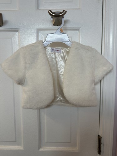 Girls white faux fur shrug - faux,