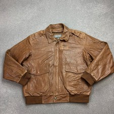 Leather Flying Jacket Adult Large Brown Aviator Military Flight Bomber USA Men