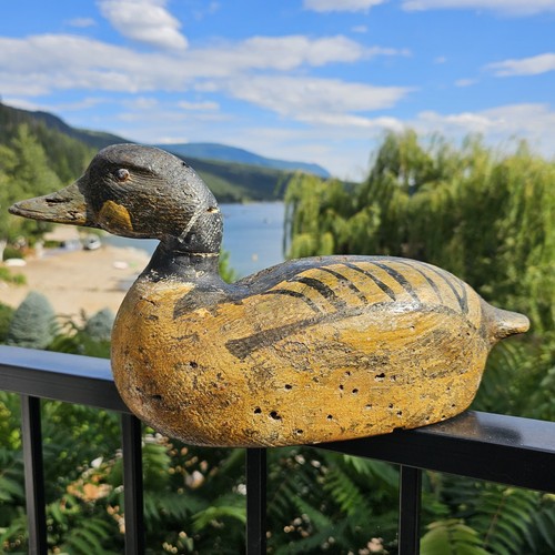 Antique folk art bluebill duck - folk,