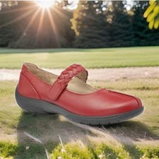 Hotter Womens Mary Jane Shoes Red Leather Shake 2 Ladies UK Size 4 Comfort New