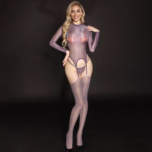 Ladies oil glossy catsuit - oil,
