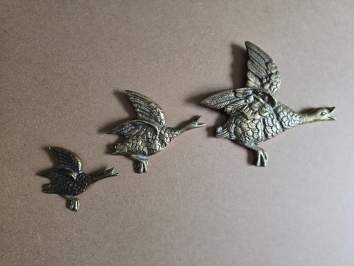 Graduated brass flying ducks - flying,