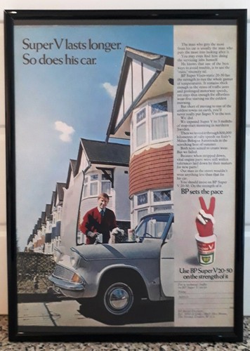 Framed original classic car - framed, ad