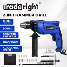 Traderight 800W Hammer Drill 1/2" 3300RPM Electric & Impact Variable Speed