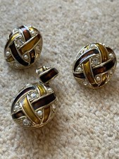 Vintage Cabouchon Earrings And Pendant Set, 18ct Gold Plate, Pierced Ears
