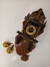 Vintage Dutch Nu Elck Syn Sin Wall Clock - Wood & Brass - Spares or Repairs