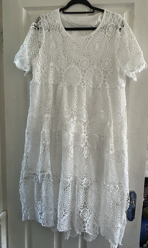 White netted dress length - 3/4,