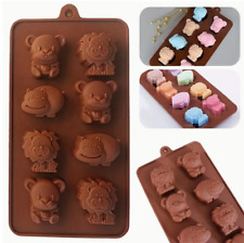 8 Animals Lion Bear Hippo Silicone  Chocolate Mould Fondant Jelly Ice Cube Mold