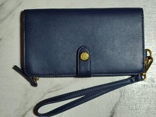 Beautiful Cath Kidston Leather Phone Wallet New Blue Soft Nappa Leather