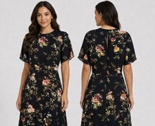 H&M black floral/bird printed