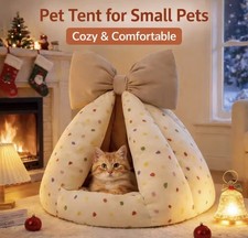 Dog cat cute bow - dog, bed