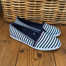 Nautica Pumps Ballet Shoes UK 6 EU 39 Canvas Flats Slip On Blue Striped Pattern
