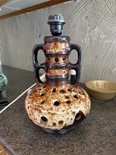 West German Vintage Pottery Fat Lava Table Lamp