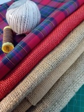 Offer. Vintage grain/feed sack fabric and modern fabrics for rug hooking & other