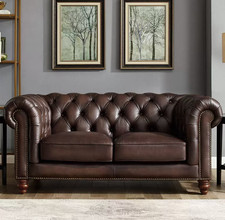 Allington Leather Chesterfield Sofa 2 Seater Dark Brown