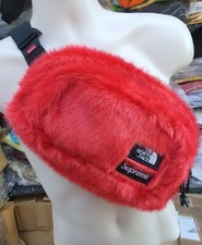 FW20 Supreme x THE NORTH FACE Faux Fur red waist / belt bag TNF shoulder 