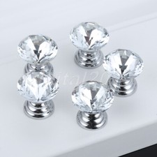 Glass Diamond Crystal Dresser Knobs Jewelry Box Case Drawer Cabinet Pull Handle