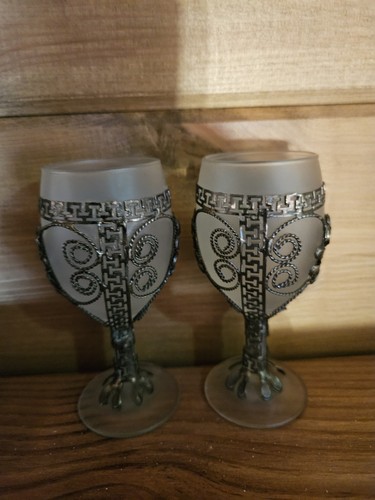 Pair frosted glass goblets - frosted,