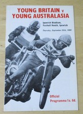 Speedway Programme Young Britain v Young Australasia 25th September 1969 Ipswich