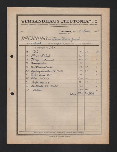 Chemnitz invoice 1946 mail - chemnitz,, 1946,