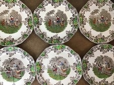 Set of Six Antique, Copeland Spode, Byron Series 1 & 2, Dinner or Serving Plates