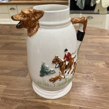 Vintage 1940s Portland Pottery PPC Fox Hunting Jug Pitcher Fox Head Spout H 20cm
