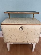 Vintage 1950s/60 S Drop Front 2 Tier Padded Vinyl Bedside/ Occasional Cabinet