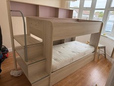 Wooden Bunk Bed with Shelves & Underbed Storage - Comes with 3 Matresses