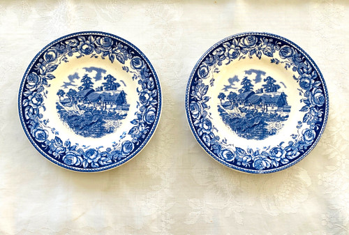 Pair blue white vintage - pair,