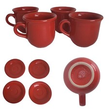 Set of 4 Waechtersbach Red Cups & Saucers 