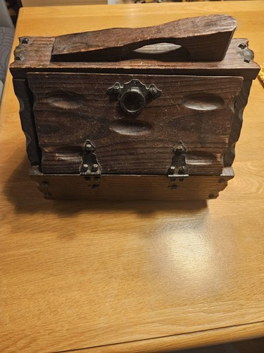 Antique wooden shoe shine box - antique,