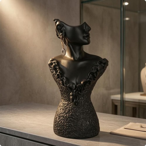 Resin jewelry bust - jewelry, lace