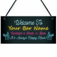 Personalised bar sign plaque - bar,