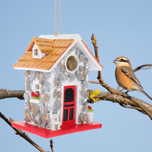 Resin bird house sturdy garden - house,