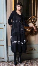HIGH Claire Campbell UK 10 black midi / long 3/4 slv dress s - m mod 'reimagine'