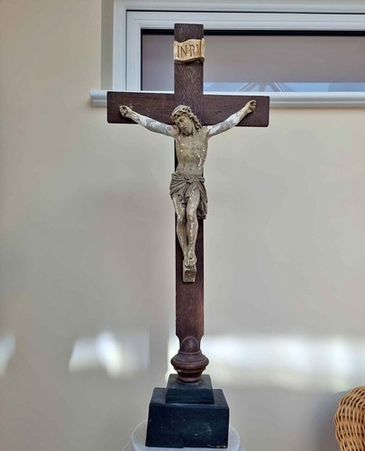 Large antique crucifix 80cm - crucifix,