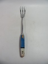 Vintage Skyline  Blue / White  Wooden Handle Serving / Meat Fork Kitchen Utensil