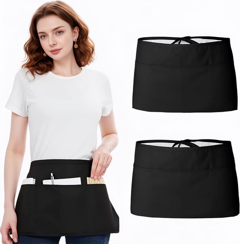 2pcs waitress apron black - 2pcs,