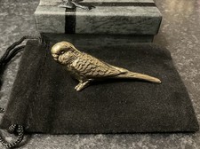Lucky Miniature Brass Budgie Collectable Pouch Pets Ornaments, Gift Box 6.5cm