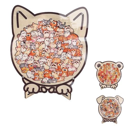 Cat shaped puzzle - cat, dog