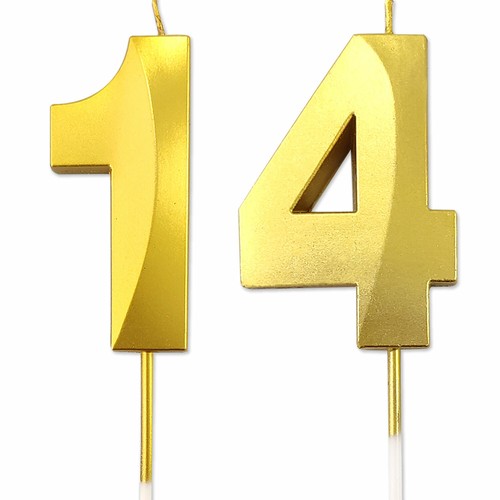 Birthday candle gold - number, 14