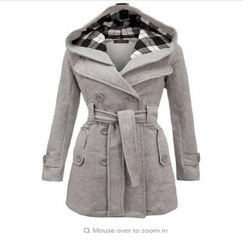 Women check hooded belted - women's,