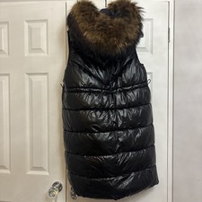 Real Fur Trimmed long body warmer , The Back Is Adjustable With Toggle