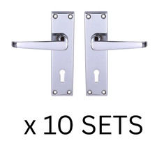 JOB LOT x10 - George Boyd Victorian Straight Internal LOCK Door Handles - Chrome