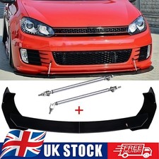 Front Bumper Lip Splitter Spoiler Body Kit + Strut Rods For VW Golf MK6 MK7 GTI