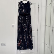 Little Mistress Long Maxi Dress Navy Blue Floral Uk12 Tall