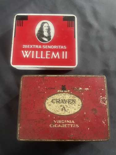 Two vintage cigarette tins - cigarette,